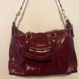 coach ashley crimson red patent leather handbag